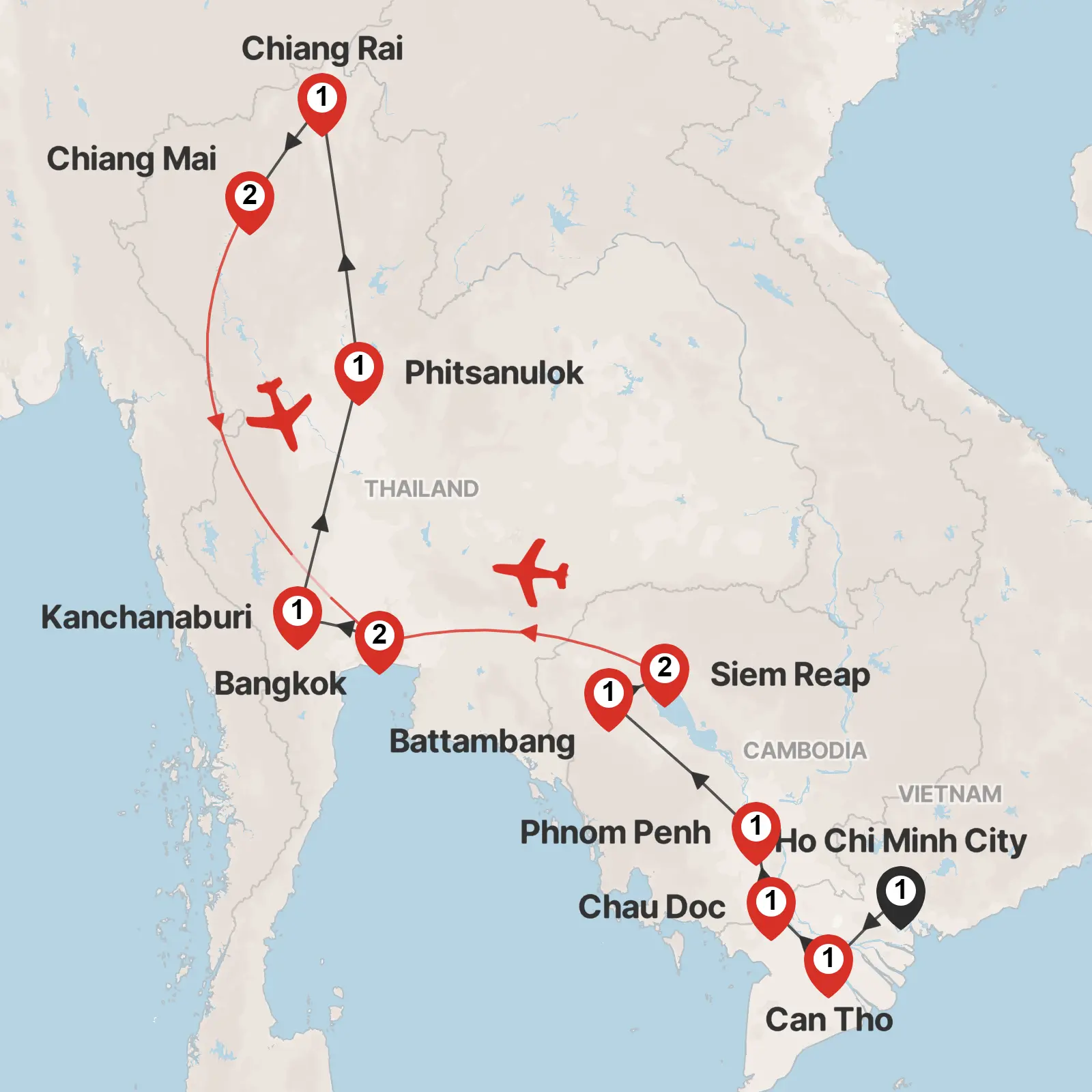 Amazing Vietnam & Cambodia & Thailand ends Bangkok