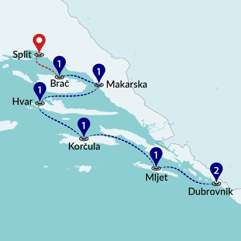 tourhub | Travel Talk Tours | Sail Split to Dubrovnik Above Deck | Tour Map