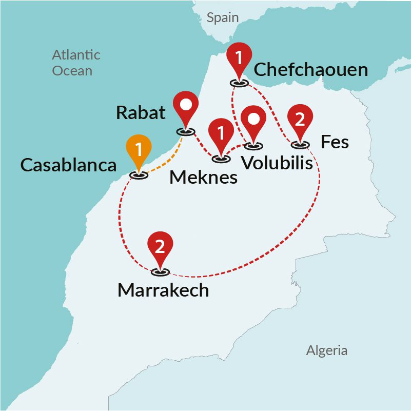 tourhub | Travel Talk Tours | Best Of Morocco | Tour Map