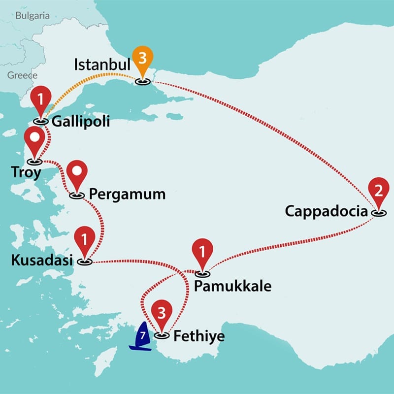 tourhub | Travel Talk Tours | All About Turkey | TLT | Route Map