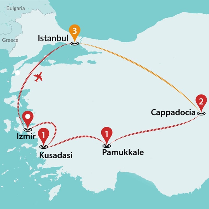 tourhub | Travel Talk Tours | Highlights of Turkey | Tour Map