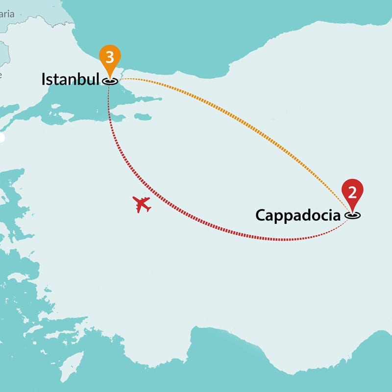 tourhub | Travel Talk Tours | Istanbul to Cappadocia | Tour Map