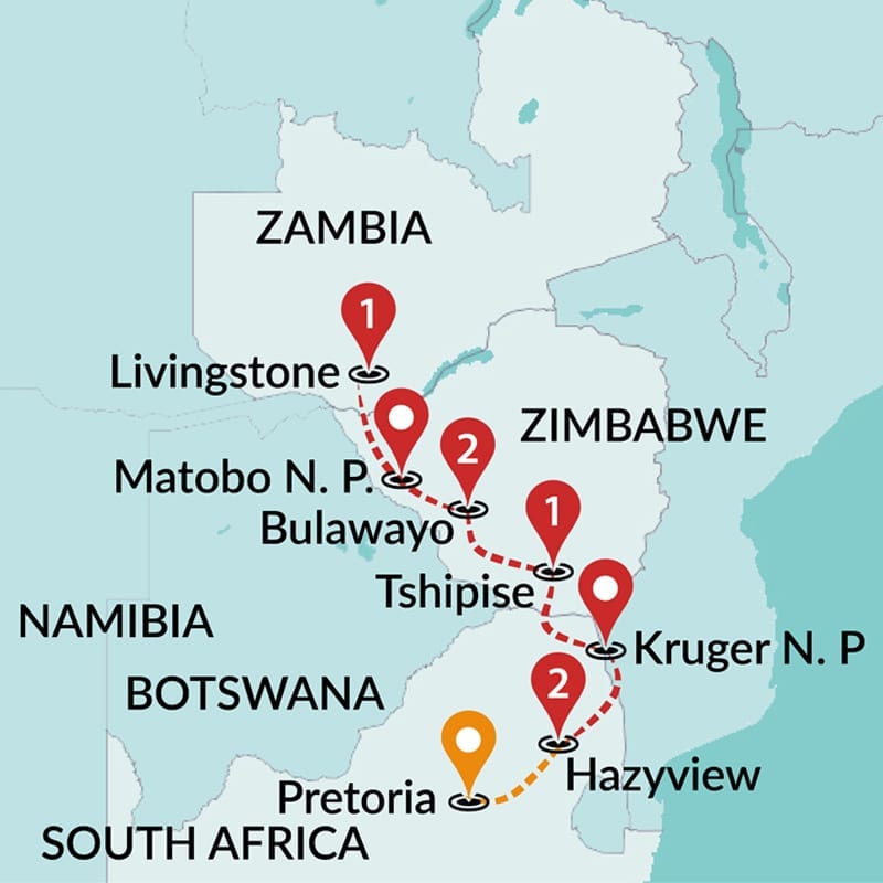 tourhub | Travel Talk Tours | African Insight (South)-Accommodated | Tour Map
