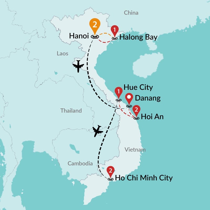 tourhub | Travel Talk Tours | Incredible Vietnam | Tour Map