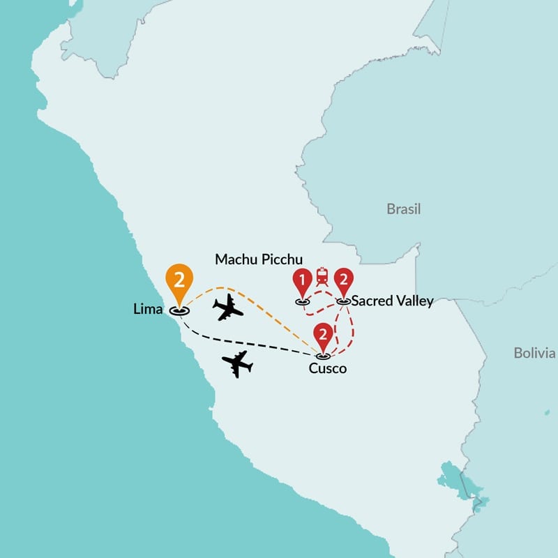 tourhub | Travel Talk Tours | Highlights of Peru | Tour Map