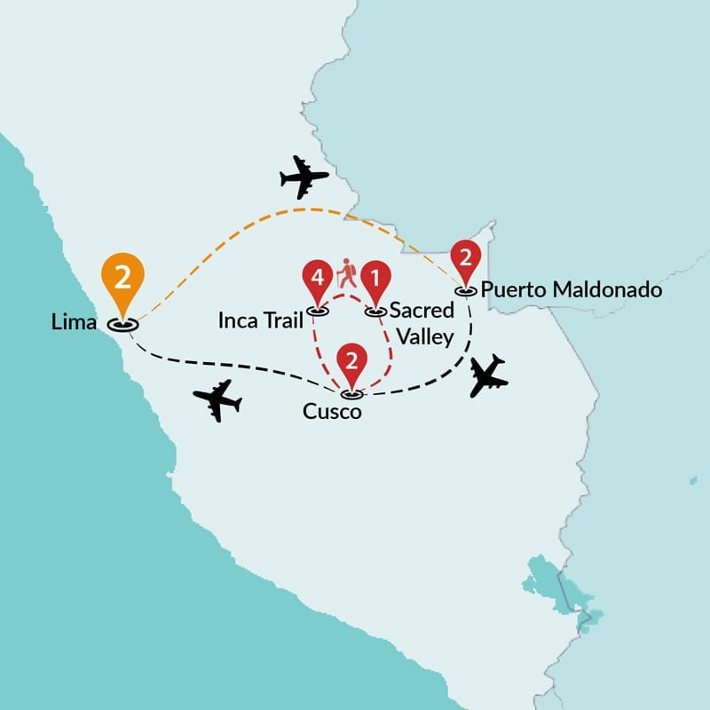 tourhub | Travel Talk Tours | Inca & Amazon Adventure | Tour Map