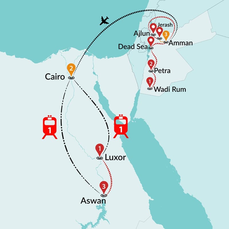 tourhub | Travel Talk Tours | Essential Jordan & Egypt | Tour Map