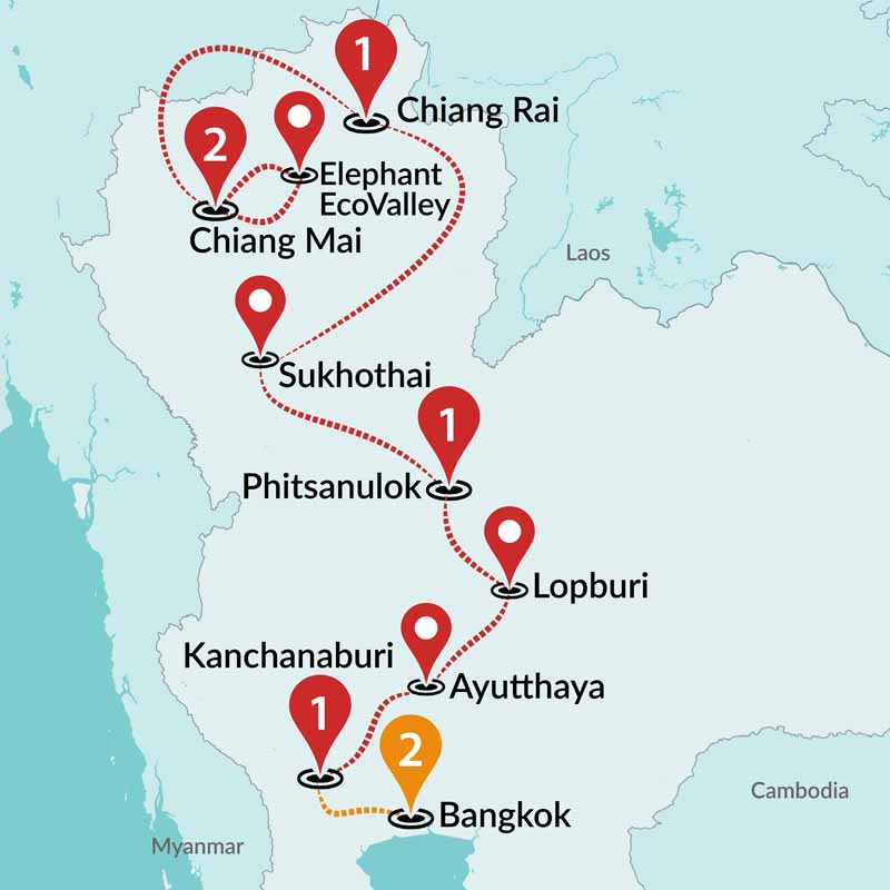 tourhub | Travel Talk Tours | Charming Thailand | Tour Map