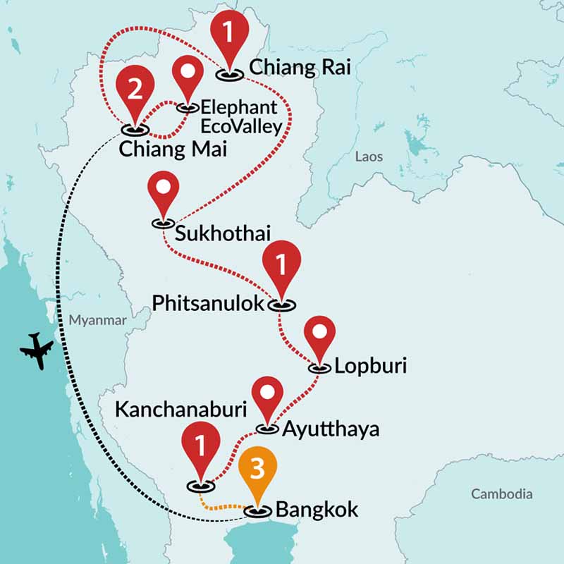 tourhub | Travel Talk Tours | Best of Thailand | Tour Map
