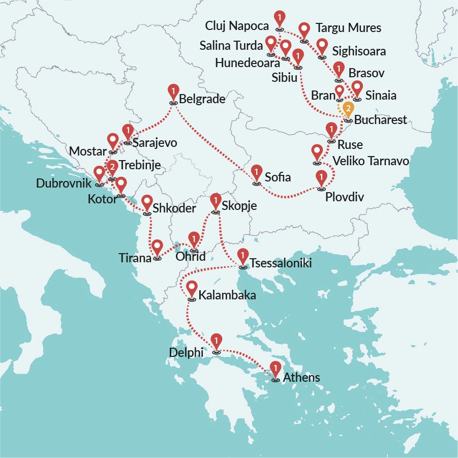 tourhub | Travel Talk Tours | Ultimate Balkans and Transylvania | Tour Map