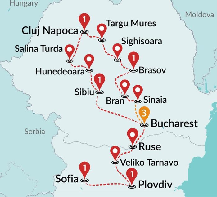 tourhub | Travel Talk Tours | Treasures of Transylvania with Halloween Party | RM7 | Route Map