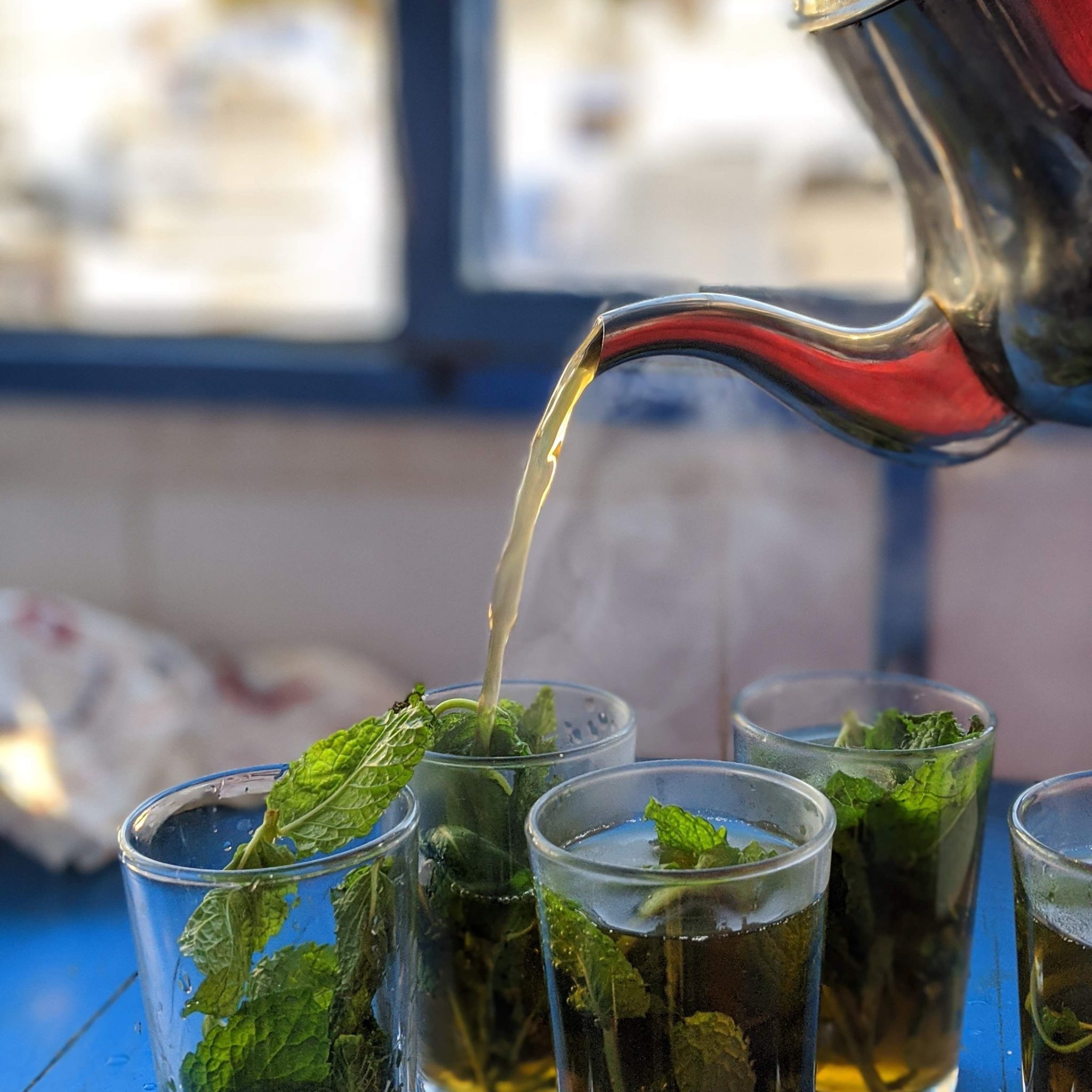 Moroccan mint tea usually accompanies iftar