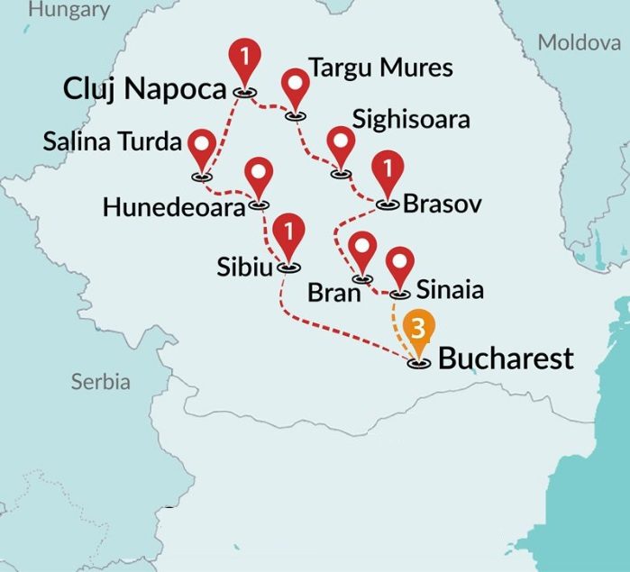 tourhub | Travel Talk Tours | Highlights of Transylvania | Tour Map