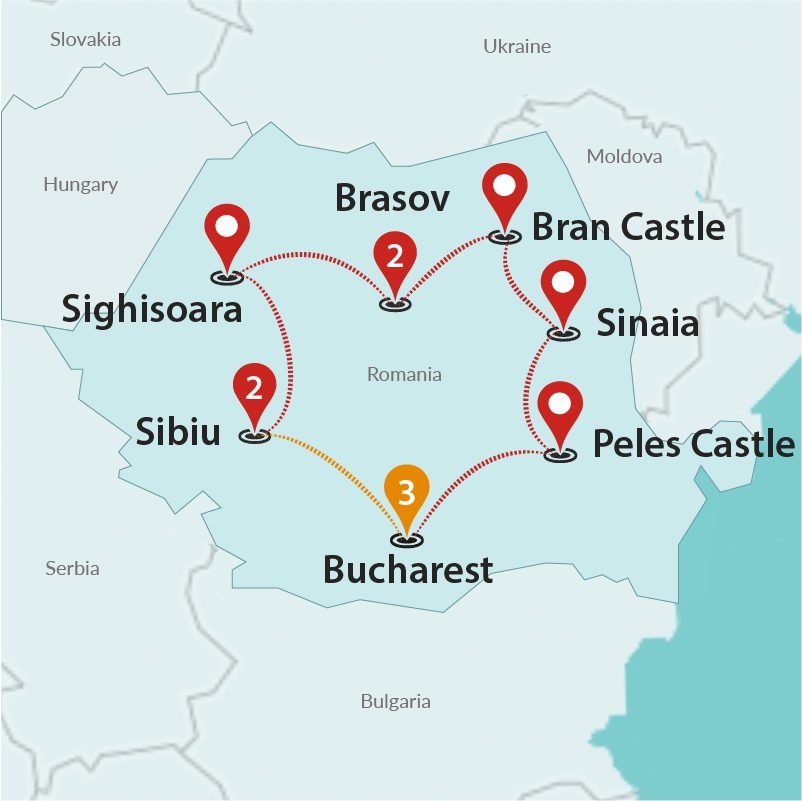 tourhub | Travel Talk Tours | Best Of Transylvanian Christmas Markets | Tour Map