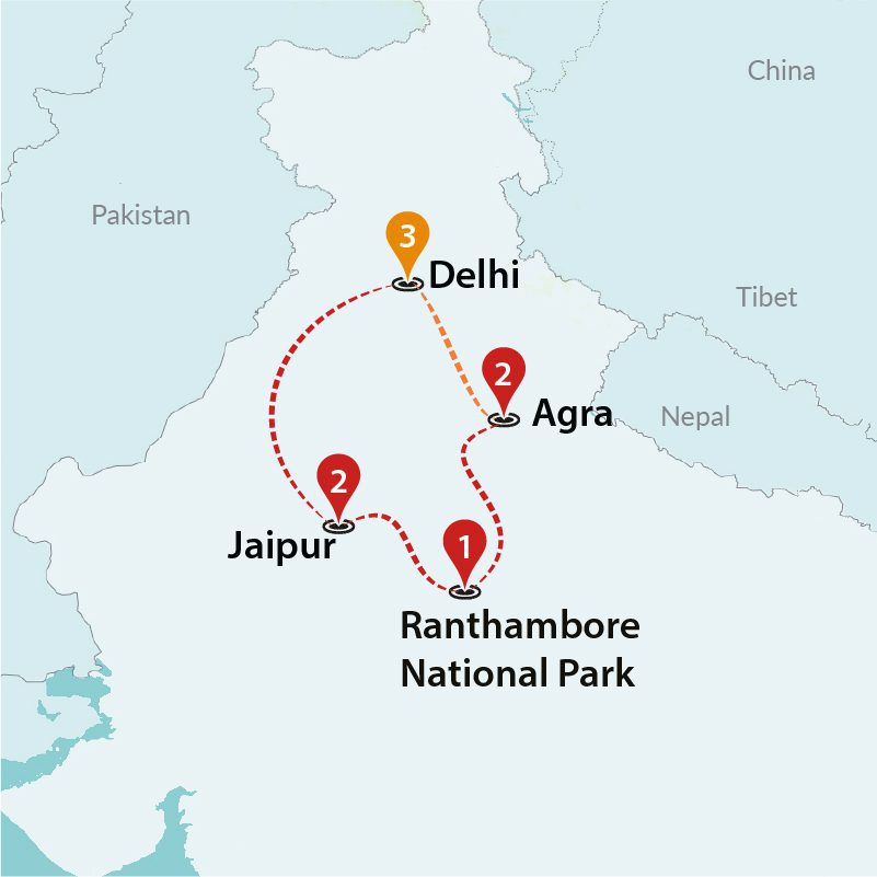 tourhub | Travel Talk Tours | Essential India 2024 | Tour Map