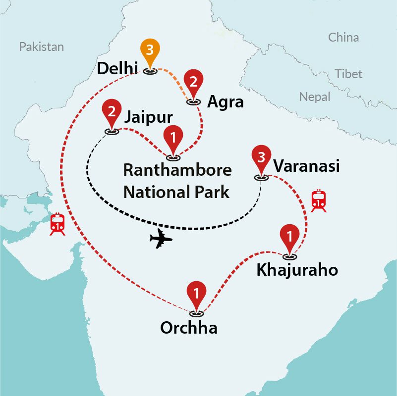 tourhub | Travel Talk Tours | Incredible India 2024 | Tour Map