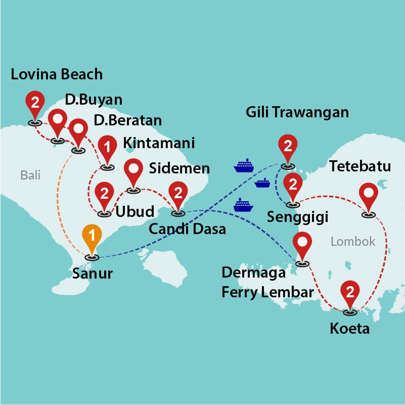 tourhub | Travel Talk Tours | Impressive Bali & Lombok (5 & 4 Star Hotels) | Tour Map