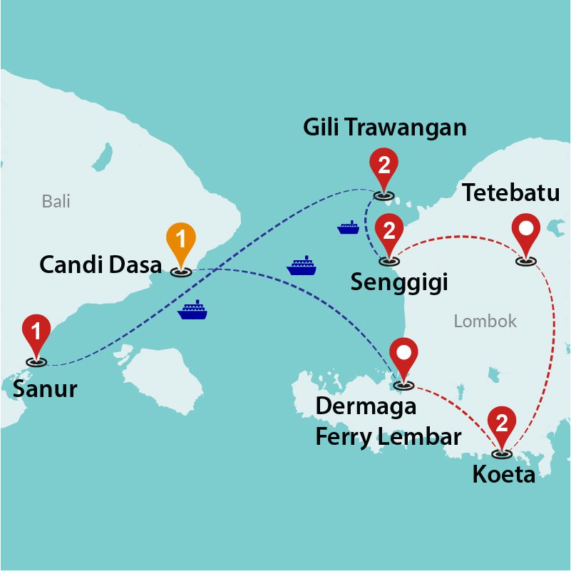 tourhub | Travel Talk Tours | Magical Lombok (5 & 4 Star Hotels) | Tour Map