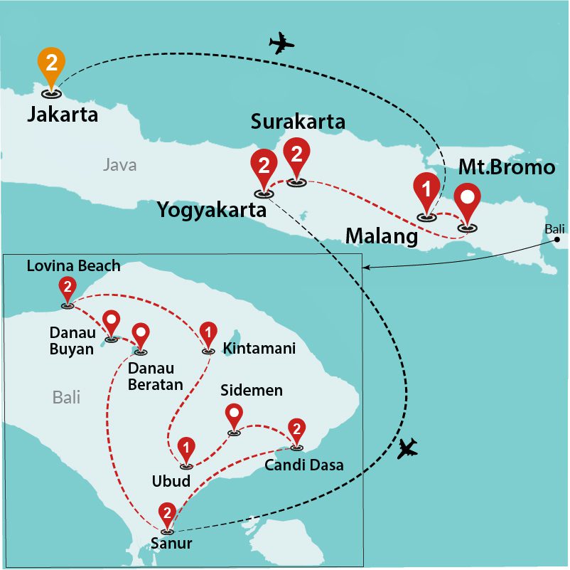 tourhub | Travel Talk Tours | Splendours Of Java & Bali (5 & 4 Star Hotels) | Tour Map