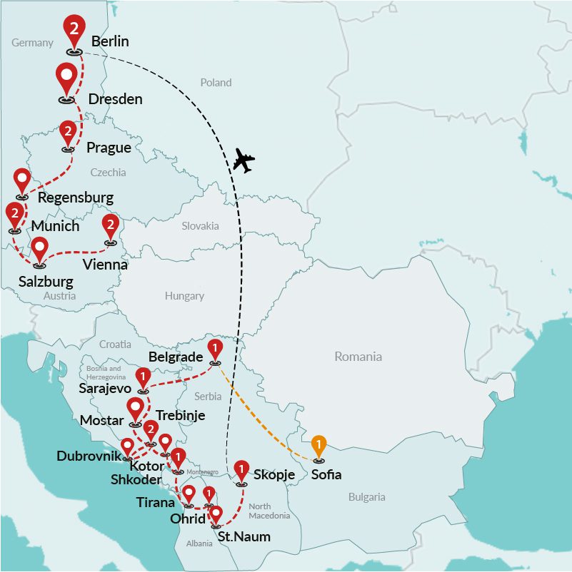 tourhub | Travel Talk Tours | Amazing Balkans & Central Europe (4 Star Hotels) | Tour Map