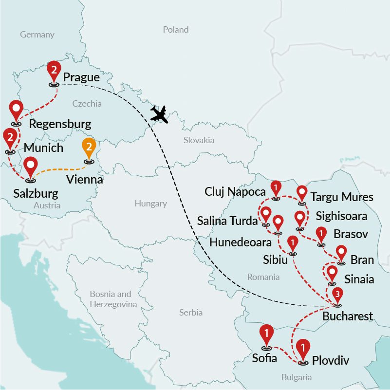 tourhub | Travel Talk Tours | Best of Central & Eastern Europe (4 Star Hotels) | Tour Map