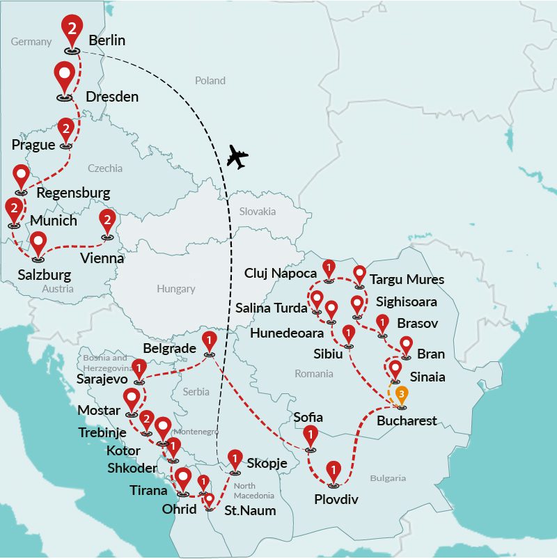 tourhub | Travel Talk Tours | Grand European (4 Star Hotels) | Tour Map