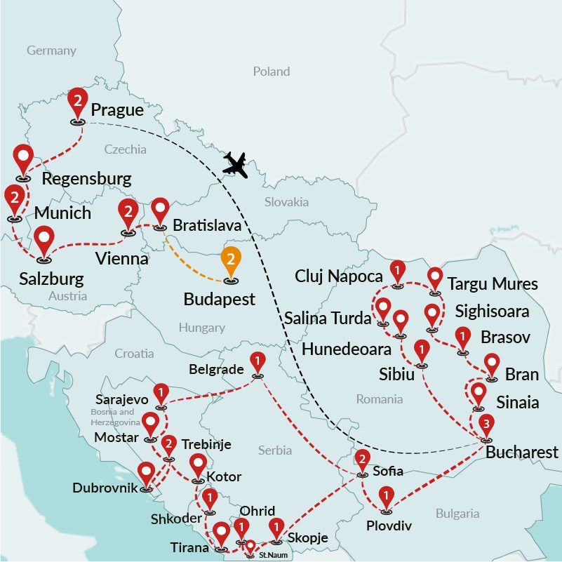 tourhub | Travel Talk Tours | Great European Tour (4 Star Hotels) | Tour Map
